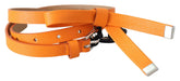 Scervino Street Orange Tangerine Leather Slim Silver Metal Buckle Belt -   -  Scervino Street.